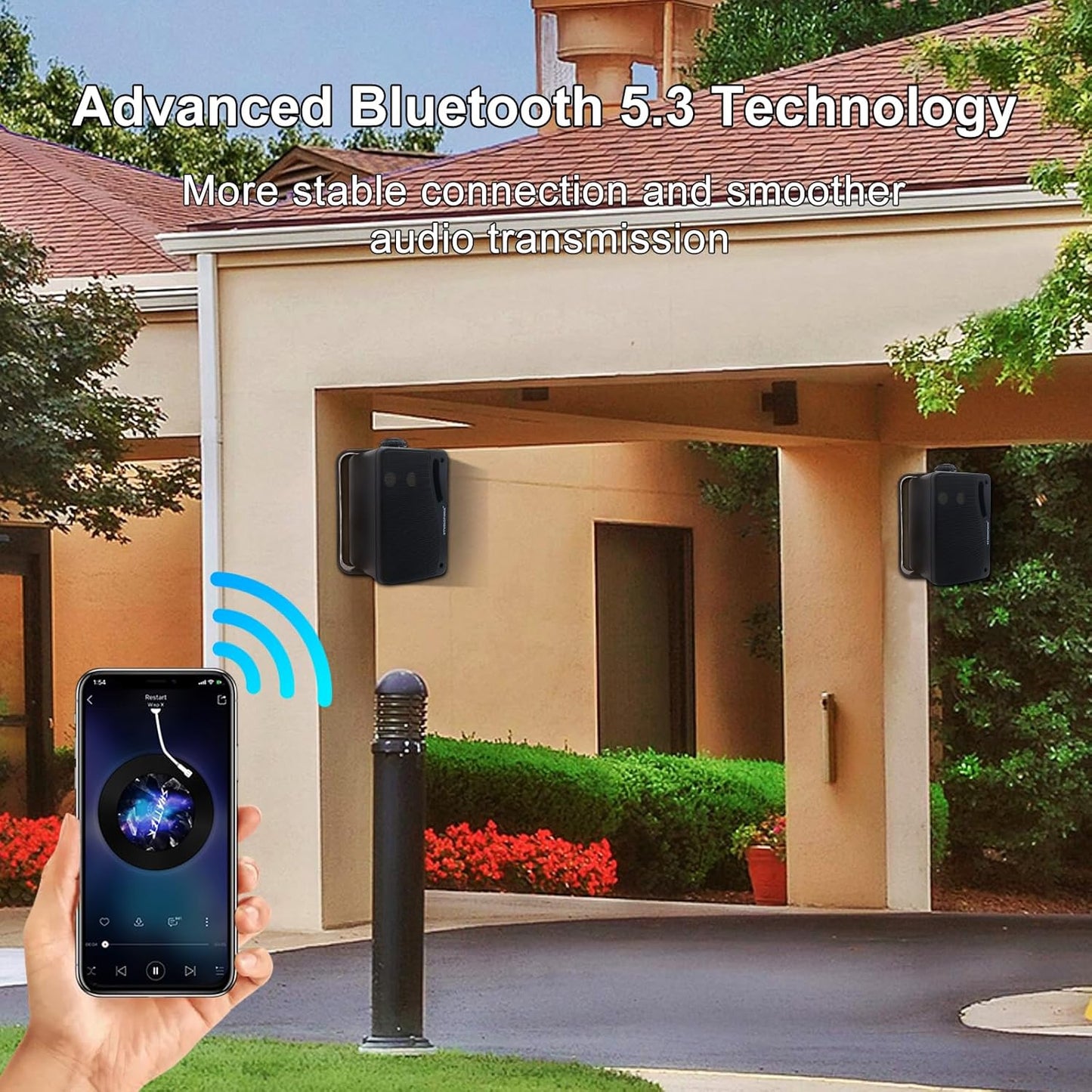 STUDIOFINIX Outdoor Bluetooth Speakers -3.5 Inch Pair 3-Way 200W,Wall Mount Waterproof Marine Speakers,Heavy Duty Grill, Suitable for Home, Boat, Patio, Indoor Outdoor Use （Black）