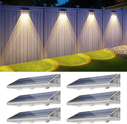 Yilaie Solar Lights Outdoor-IP67 Waterproof 3000K/4500K/6500K,High Brightness LED Solar Fence Lights,Solar Wall Light for Outside Backyard/Railing/Step/Patio/Stair Railings/Pool （4 Pack）