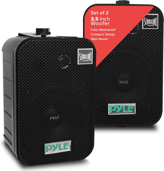 Pyle Outdoor Speaker System – 300W Waterproof Wall-Mounted Speakers with Powerful Bass & Long-Range Sound – Indoor/Outdoor Audio for Home, Patio, Pool & More