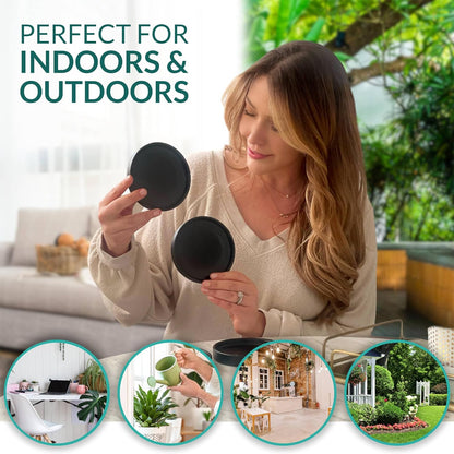 Heavy Duty Ceramic Black Plant Saucer - with Silicone Feet for Added Surface Protection - Scratch-Resistant Plant Drip Trays for Pots 8.3" at the Base or Less, Plant Plate, 7-8 Inch Plant Saucer