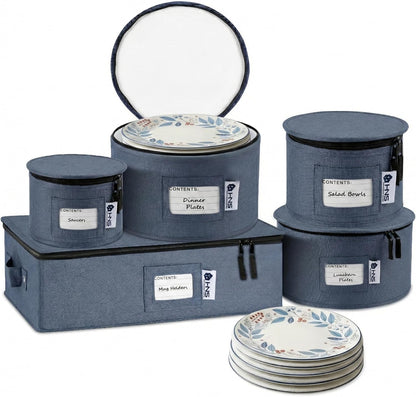 Hard Shell China Storage Containers | Dish Storage Boxes | Moving Storage Containers | Dinnerware Organizer Set | Seasonal Storage Solutions - PuriLite