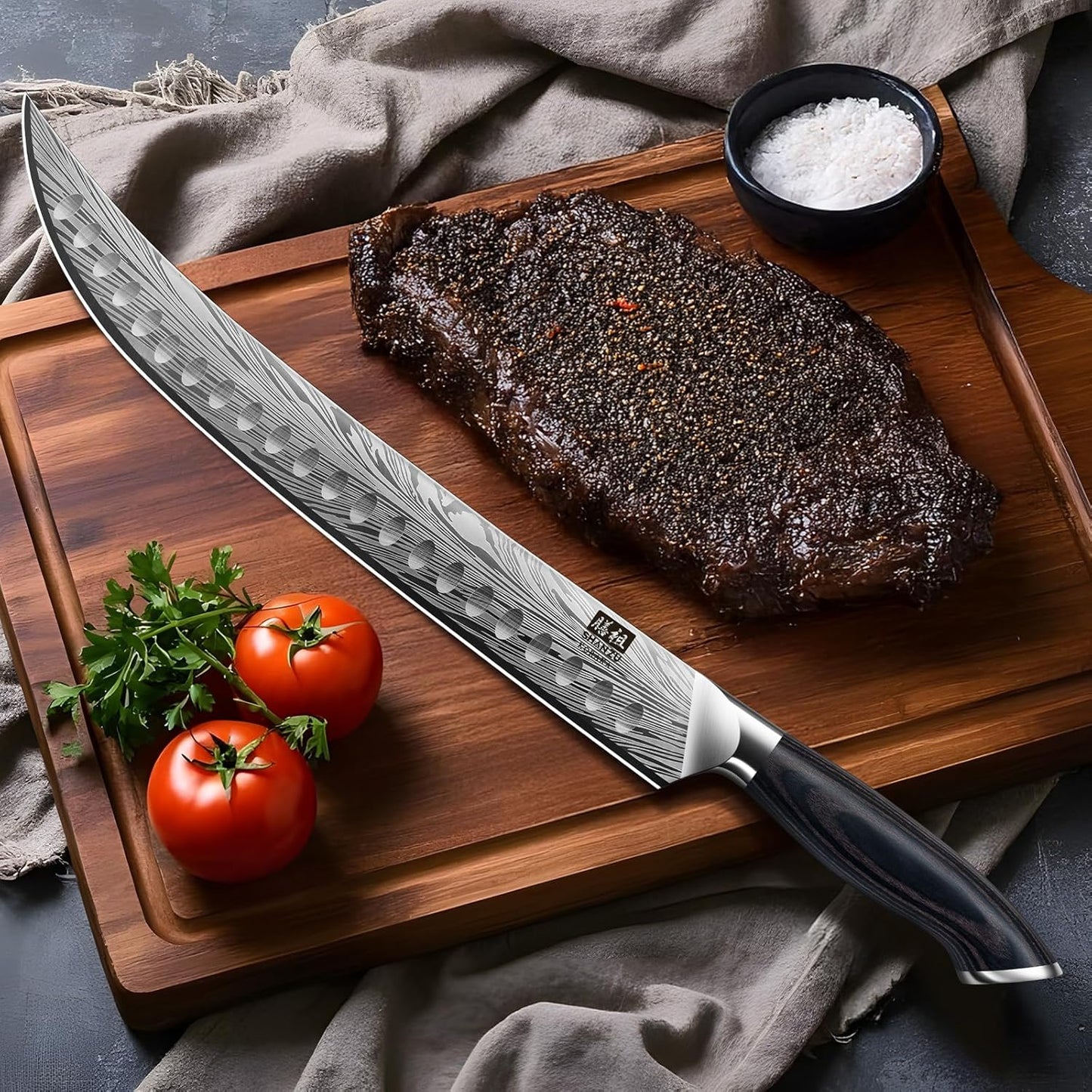 SHAN ZU Fillet Knife 7 Inch, Powder Steel Boning Knife High Carbon Japanese Filleting Knife, Ultra Sharp Deboning Knife for Meat Cutting, Fish Knife with Ergonomic Pakkawood Handle