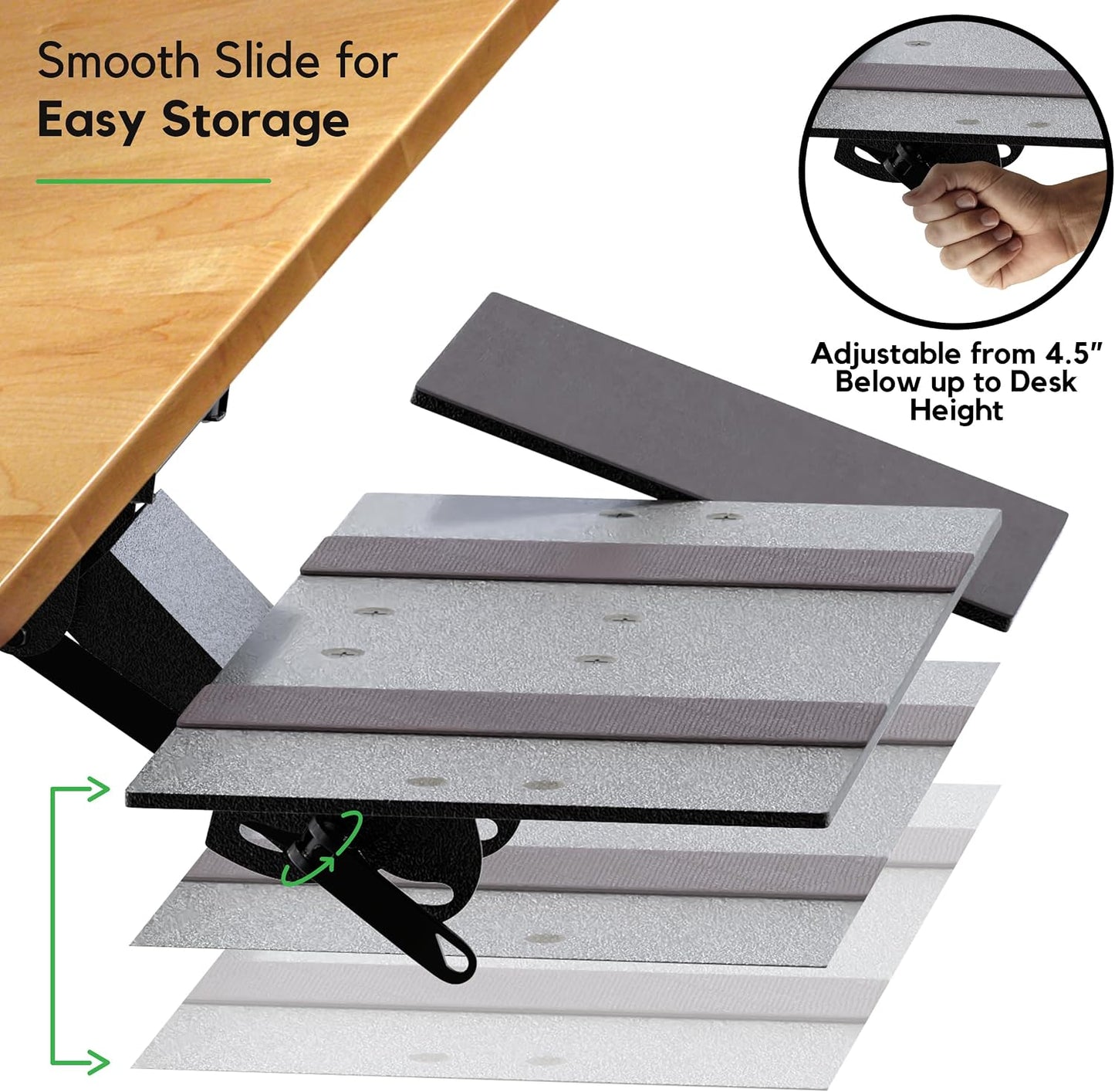 KT1 Ergonomic Under-Desk Computer Keyboard Tray. Adjustable height angle negative tilt sliding pull out drawer platform swivels 360 slides office products furniture desktop accessories with mouse pad