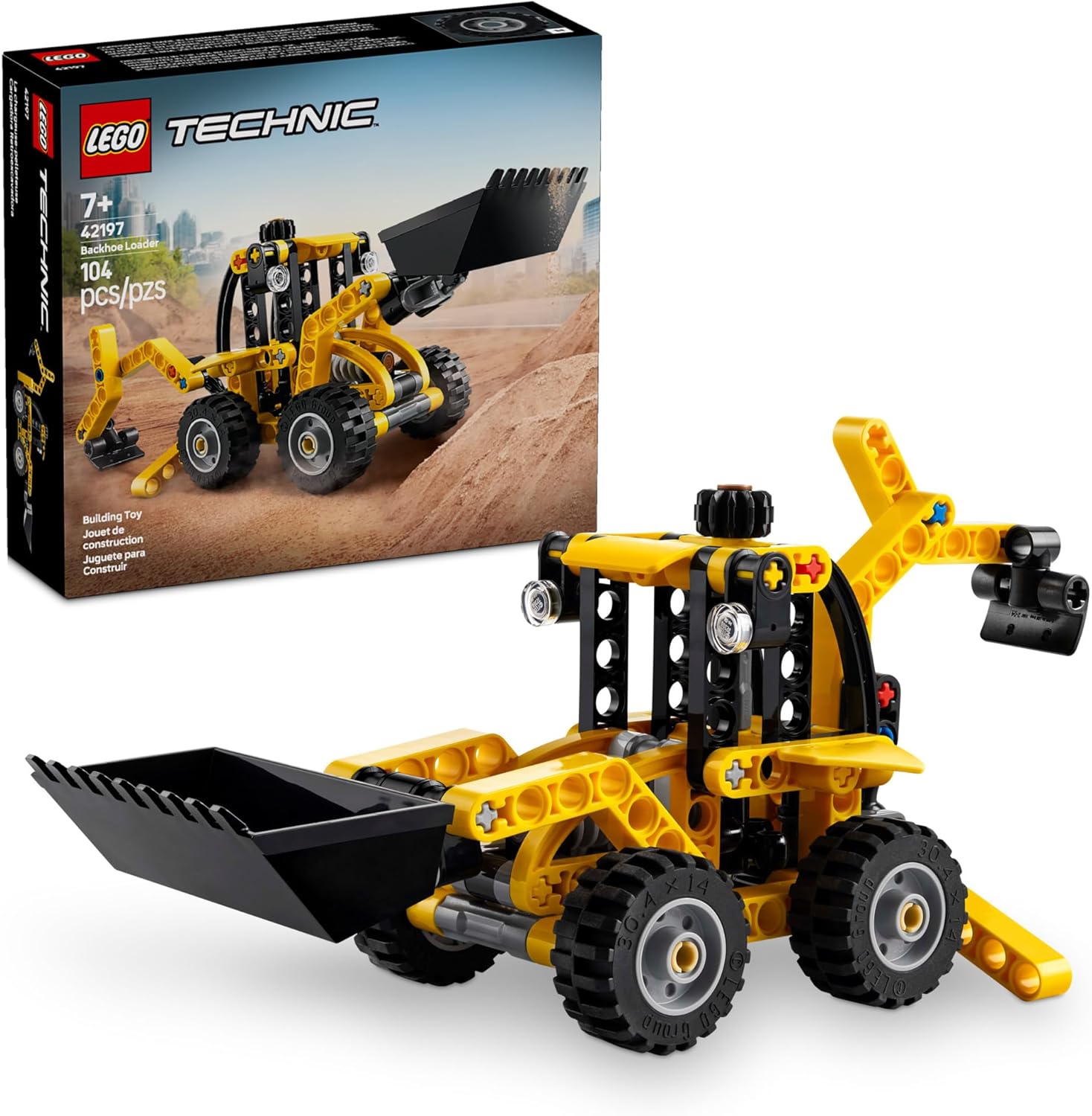 Construction Backhoe Loader Building Toy for Kids Ages 7+, Educational Construction Vehicle Playset with Working Scoop and Digger - PuriLite
