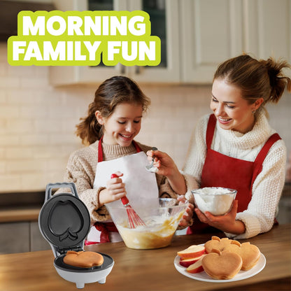 Mini Apple Waffle Maker - Make Breakfast Special for Kids or Adults w Individual 4 Inch Waffler Iron, Electric Non Stick Breakfast Kitchen Appliance, Great for College Dorms