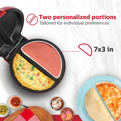 Holstein Housewares Non-Stick 6-Section Multi-Food Maker - Arepas, Mini Pancakes, Corncakes and More, 6-PC, Red/Black