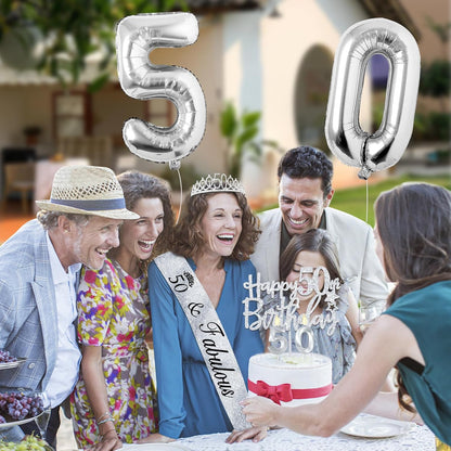 65th Birthday Decorations for Women, Including 65th Birthday Sash and Crown, Cake Topper and Candles, Number Balloons Rose Gold, 65 Year Old Gifts for Women