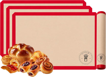 Silicone Baking Mats, Full Size Baking Sheet Liners, Pack of 10 Red