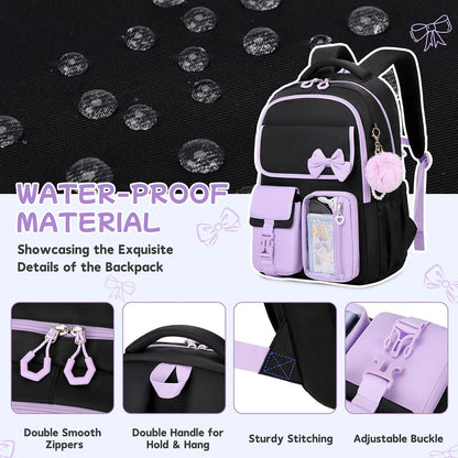 Girls Backpack, School Backpack for Girls, Cute Bow Kids Bookbag for Grils Children Teens for Elementary