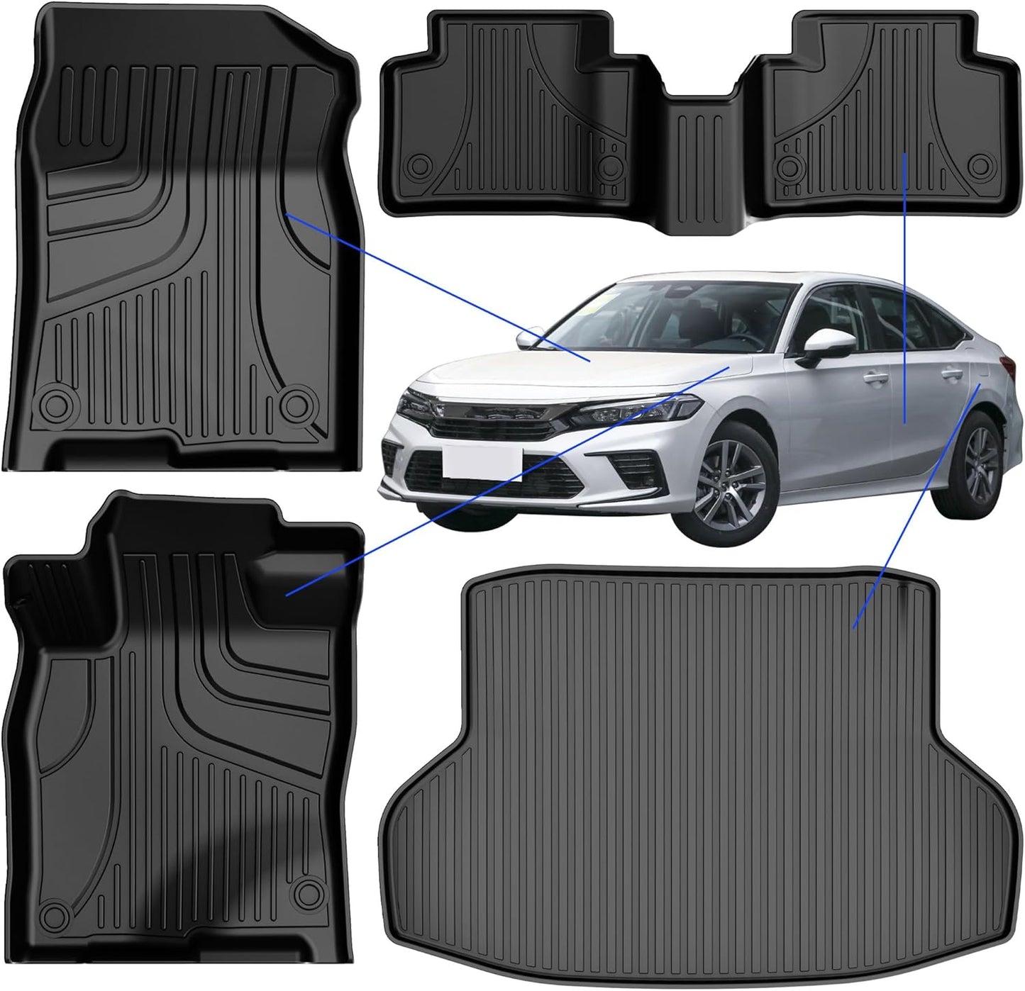AOMSAZTO Floor Mats & Trunk Mat for 2024 2025 Chevy Equinox EV (Non Fuel),TPE All Weather Protection 2 Rows Car Floor Liners with Cargo Liner for Chevrolet Equinox EV (Non Fuel)