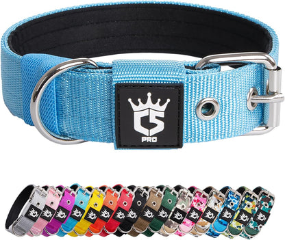 TSPRO Tactical Dog Collar 1.5 inch Wide Dog Collar Military Grade Strong Dog Collar Thick Dog Collar Heavy Duty Metal Buckle Dog Collar(Green-L)