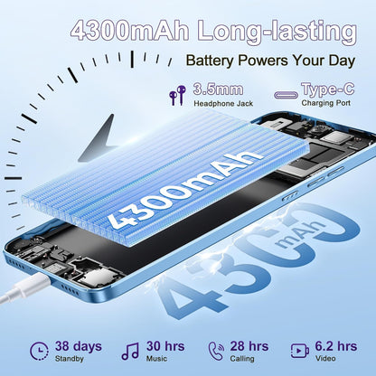 OUKITEL C57 PRO Unlocked Cell Phone Android 14 Phone Unlocked 16GB+128GB/TF 1TB Expandable 4G Dual Sim Smartphone 6.52'' HD+ Large Screen 4300mAh Face Unlock Telephone