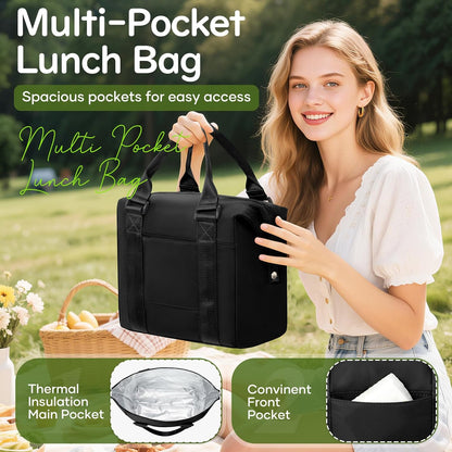 Lunch Bag Insulated Lunch Box Leakproof Lunch Tote Bags for Women Men,Portable Thermal Cooler Bag Lunch Containers with Shoulder Strap for Work, Family, Picnic, School, Outdoor,BBQ C2-Pinkpurple
