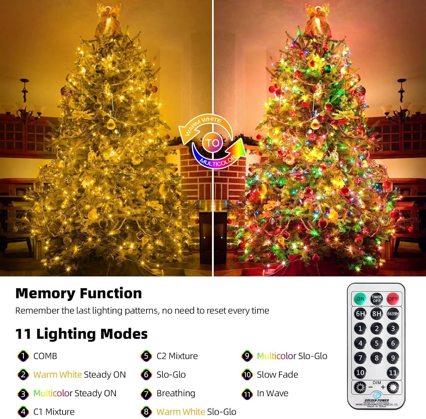 Tcamp 105FT 300 LED Purple Orange Halloween Decorations Lights Motion Activated Sync with 4 Scary Music, 6 Modes Halloween String Lights for Party Yard Outdoor Indoor Decor (3 Sets Connectable)