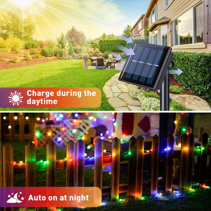 Solar Halloween Decoration Lights, JMEXSUSS 2 Pack 33FT 100 LED Orange and Purple Halloween String Lights, Halloween Lights with 8 Modes for Halloween Tree Yard Outdoor Spooky Party Garden Decorations