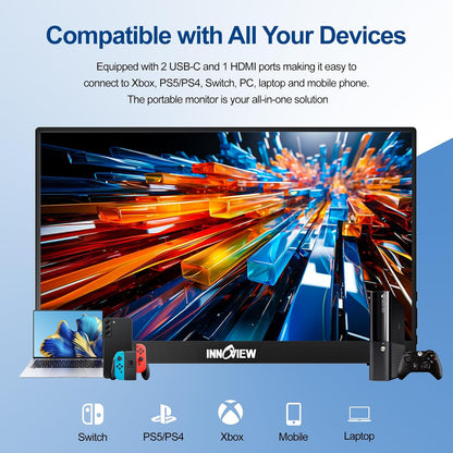 InnoView 4K OLED Portable Monitor, 14 Inch OLED Monitor for Laptop, 100% DCI-P3, 1MS with Speaker and Stand, USB-C HDMI High-end Screen for Laptop PC MAC Phone PS4 Xbox Switch