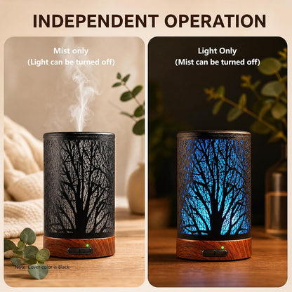 EQUSUPRO Essential Oil Diffuser 150ml Black Metal Aromatherapy Oil Diffuser Ultrasonic Cool Mist Diffuser with Auto Shut-Off Protection,7 Colors Changed LED for Home Office SPA Yoga