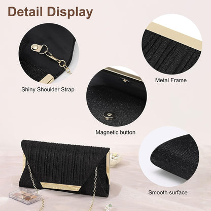 DTGN Evening Bags Clutch Purses for Women Formal, Purse Handbag Crossbody Bag Strap Shoulder Bag for Wedding Guest Party