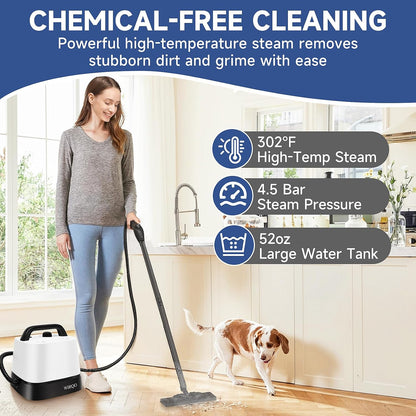 Steam Cleaner with 24 Accessories, 5-Bar Steamer Cleaning 1.5L Tank