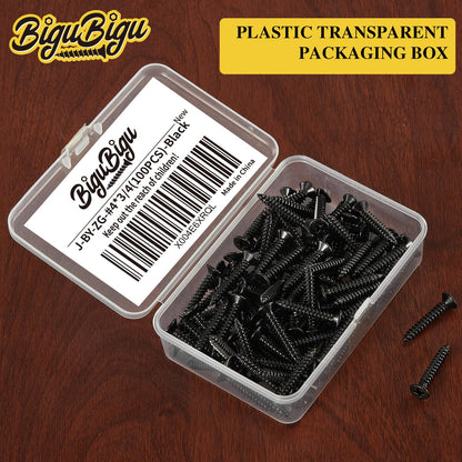 #4 * 2" Wood Screws, Flat Head Phillips Black Stainless Steel, 100Pcs Corrosion Resistant for Wood, Drywall Applications, and Outdoor Use