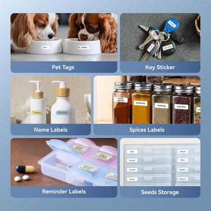 NIIMBOT D110 Mini Label Maker Machine with Tape(Pre-Cut Size 12x40mm), Portable Bluetooth Sticker Printer, Inkless Automatic Feeding One-Touch Custom Printing, Compatible with Phone Only