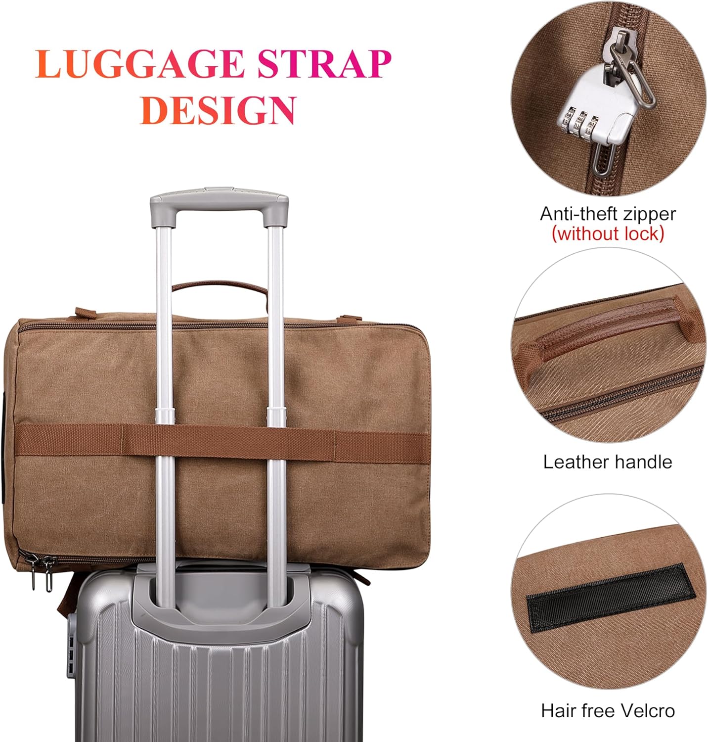 WITZMAN Canvas Backpack Vintage Travel Backpack Large Laptop Bags Convertible Shoulder Rucksack