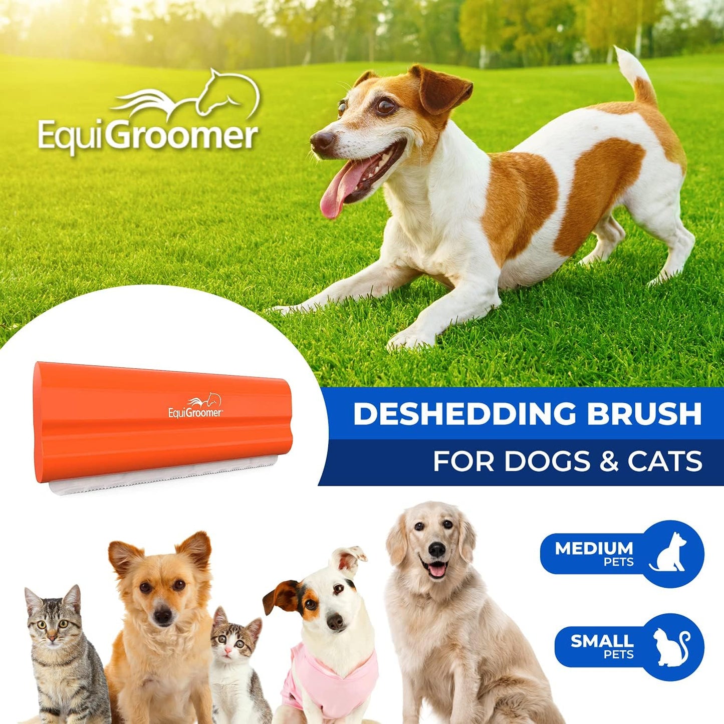 EquiGroomer Deshedding Brush for Dogs and Cats | Undercoat Deshedding Tool for Large and Small Pets | Comb Removes Loose Dirt, Hair and Fur While | Perfect for Short and Long Hair Grooming Shedding