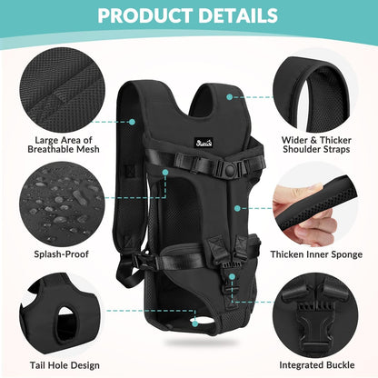 SlowTon Dog Carrier Backpack for Small Medium Dogs, Legs Out & Easy-Fit Dog Cat Puppy Front Carriers Bag for Pet Up to 35lbs, Adjustable Breathable Pet Backpack for Traveling Camping Hiking