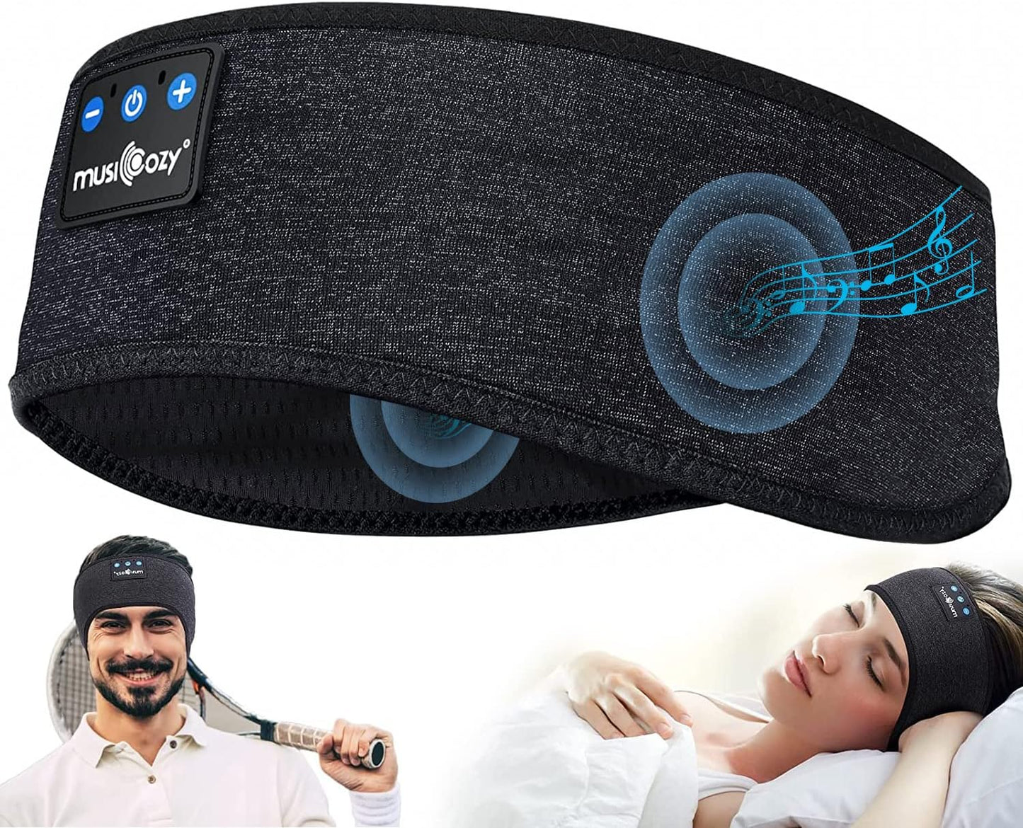 Bluetooth Sleep Headband Headphones | Wireless Sleep Mask Headphones | Music Headband for Side Sleepers | Sports Headband Earphones | Hands Free Audio Headband - PuriLite