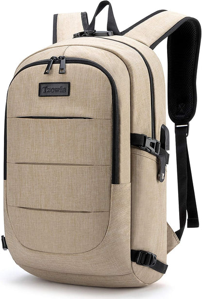 Tzowla Laptop Travel Slim School Backpack Water Resistant Anti-Theft Bag with USB Charging Port and Lock 15.6 Inch Computer Business Backpacks for Men Women College Student Gift,Bookbag Casual Daypack