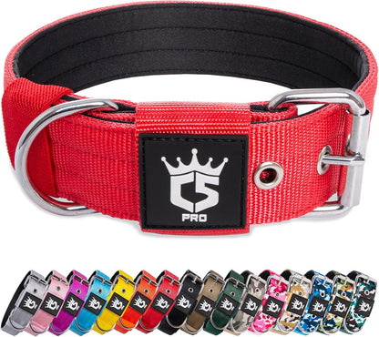 TSPRO Tactical Dog Collar 1.5 inch Wide Dog Collar Military Grade Strong Dog Collar Thick Dog Collar Heavy Duty Metal Buckle Dog Collar(Green-L)