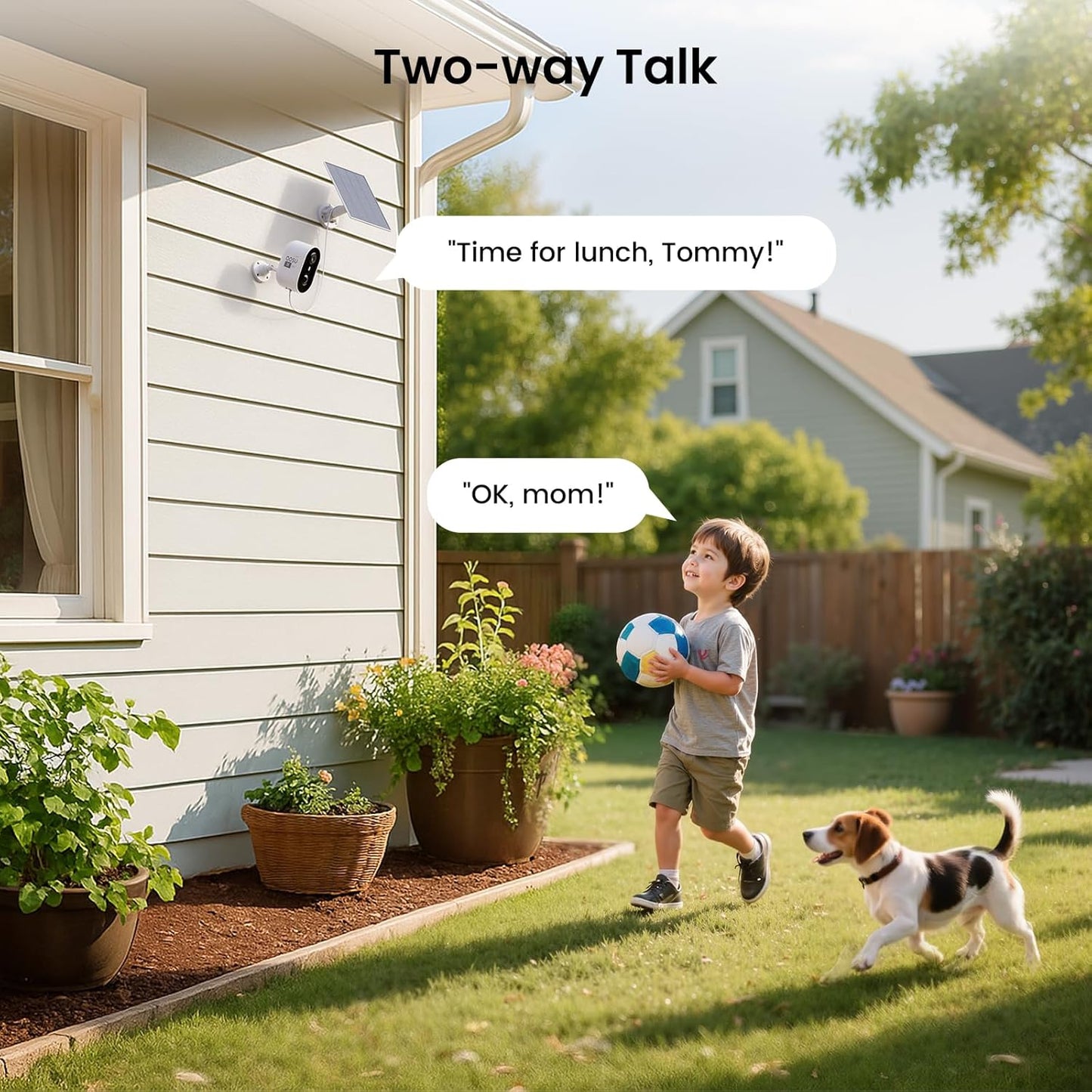 AOSU 2K Security Camera Wireless Outdoor, Solar Powered Security Camera with Spotlight, Siren, Motion Detection, Full Color Night Vision, 2-Way Audio, IP66, Compatible with Alexa, 2.4GHz WiFi (2PACK)