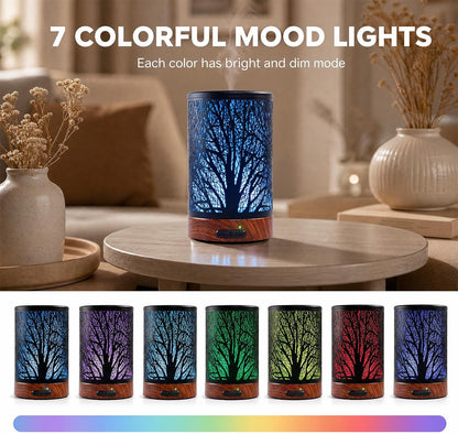 EQUSUPRO Essential Oil Diffuser 150ml Black Metal Aromatherapy Oil Diffuser Ultrasonic Cool Mist Diffuser with Auto Shut-Off Protection,7 Colors Changed LED for Home Office SPA Yoga