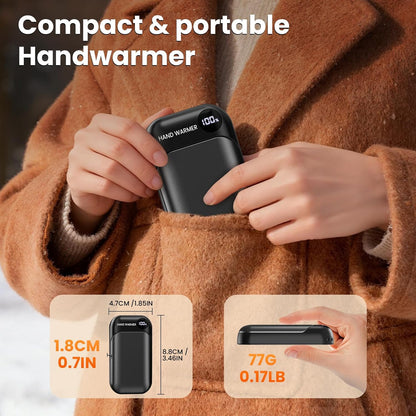 KQPZ Rechargeable Hand Warmers 3000mAh (2 Pack) – Electric Portable Hand Warmer with 4 Heat Levels & 3s Fast Heating, Magnetic 2-in-1 Pocket Heater, Reusable USB Hand Warmer for Outdoor, Camping, Golf, Hunting, Gifts – Black