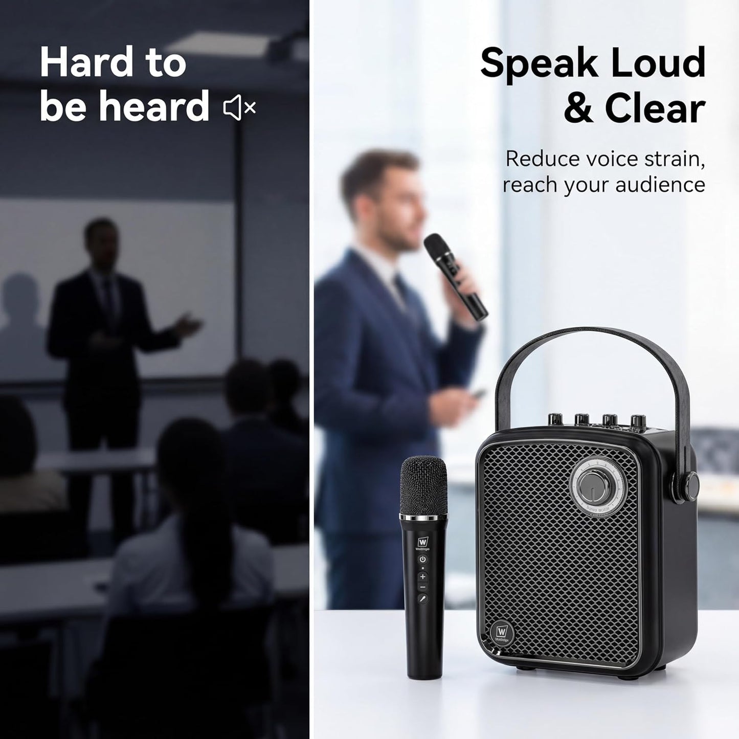 70W Voice Amplifier with UHF Wireless Handheld Microphone & Bluetooth 5.3