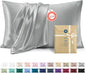 Bedsure Satin Pillow Case Queen Size 2 Pack, Similar to Silk Pillow Cases, Silky Pillowcase Covers with Envelope Closure, Room Decor Valentine Gifts for Women Men, Grey, 20x30 Inches
