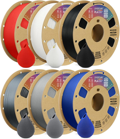 OVERTURE PLA Filament 1.75mm PLA 3D Printer Filament, 1kg Cardboard Spool (2.2lbs), Dimensional Accuracy +/- 0.02mm, Fit Most FDM Printer (Black 1-Pack)