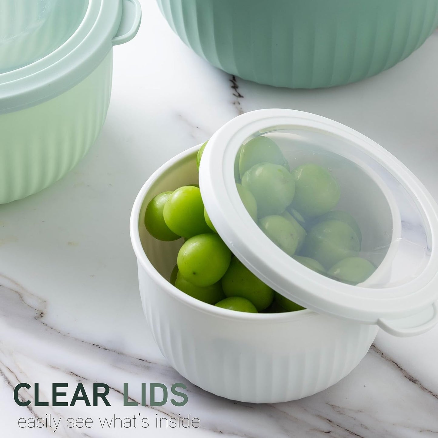 COOK WITH COLOR Prep Bowls with Lids- 8 Piece Nesting Plastic Small Mixing Bowl Set with Lids (Teal Ombre)