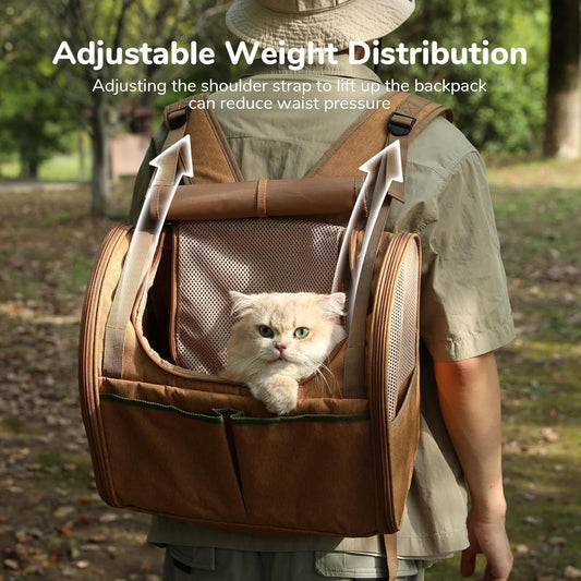 Large Cat Backpack Carrier Expandable Pet Carrier Backpack for Small Dogs Medium Cats Fit Up to 9 KG(20LB), Foldable Puppy Backpack for Travel, Hiking,