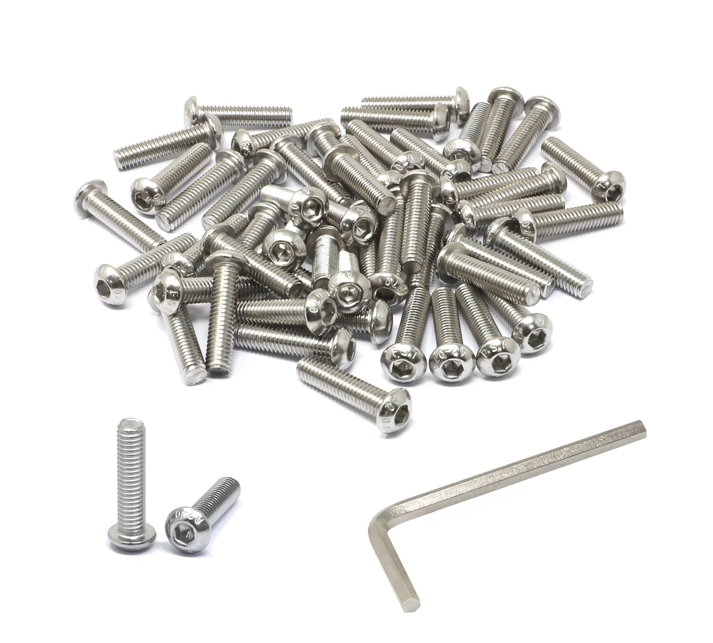 iexcell 50 Pcs M6 x 20mm Thread Pitch 1 mm Stainless Steel 304 Hex Socket Button Head Cap Screws Bolts Kit