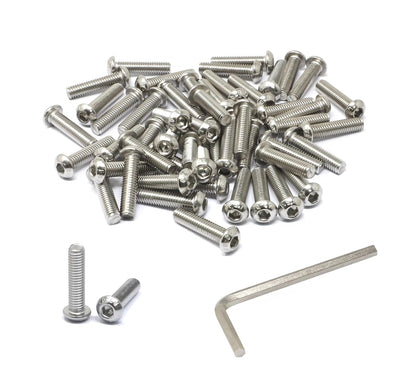 iexcell 50 Pcs M6 x 20mm Thread Pitch 1 mm Stainless Steel 304 Hex Socket Button Head Cap Screws Bolts Kit