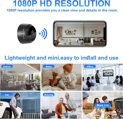 1080P WiFi Mini Hidden Spy Camera Wireless Nanny Spy Cam Home Security Surveillance Camera Micro Small Indoor Secret Monitor Video Cam with Motion Detection App Control（Black）