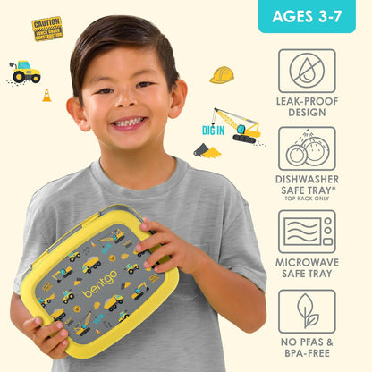 Bentgo Kids Prints Leak-Proof, 5-Compartment Bento-Style Kids Lunch Box - Ideal Portion Sizes for Ages 3-7, Durable, Drop-Proof, Dishwasher Safe, & Made with BPA-Free Materials (Green Rainbow)