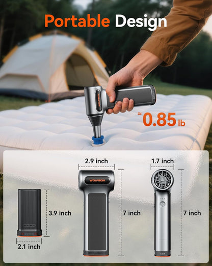 WOLFBOX MF200 Cordless Electric Air Duster with Removable Battery, 3-Speed Adjustable Mini Blower with 4 Nozzles