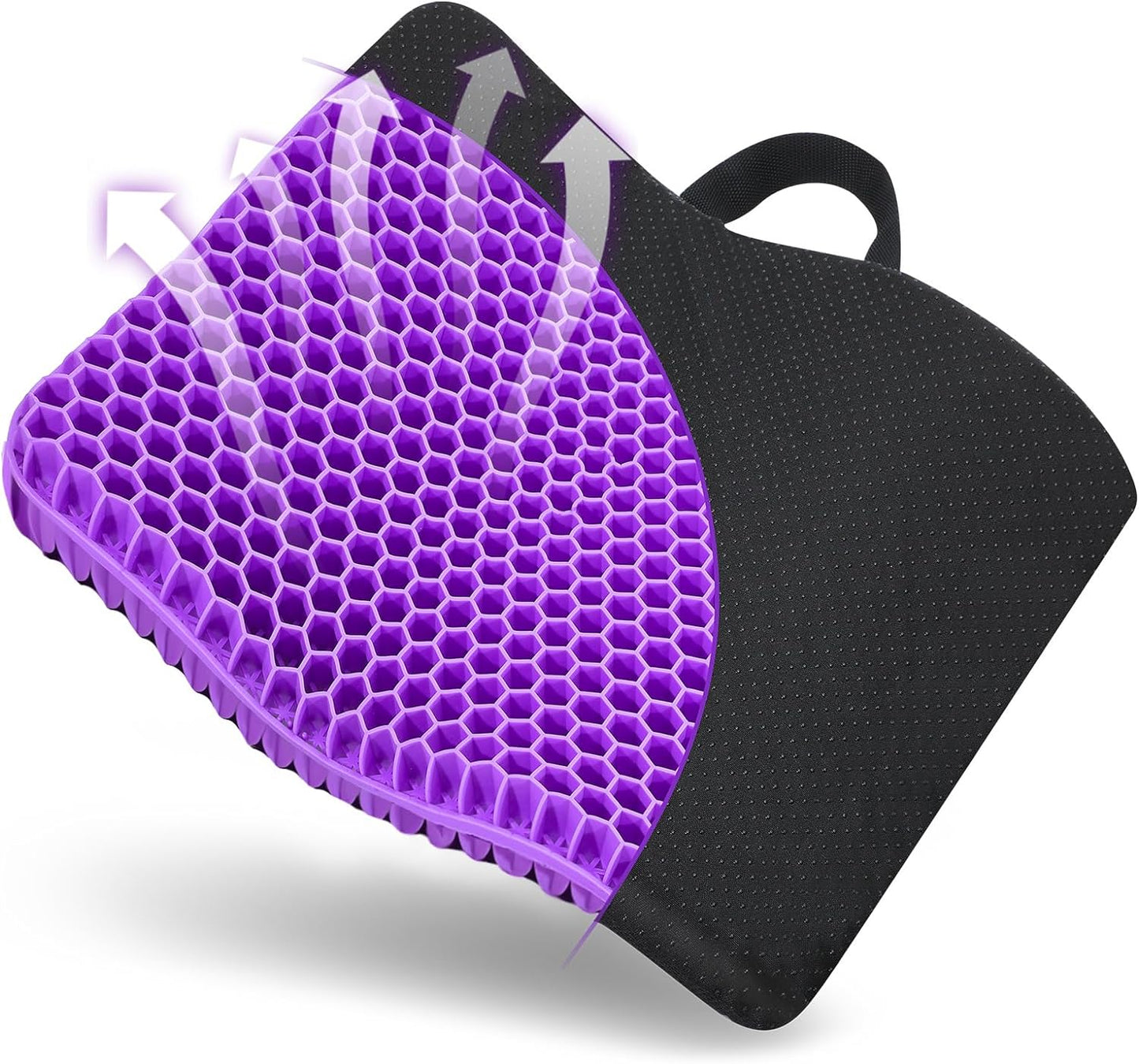Gel Seat Cushion -for Long Sitting, Double Layer Breathable Honeycomb Chair Cushion with Non-Slip Cover for Help Relieve Pain, for Office Chair, Cars, Long Trips，Durable,Portable