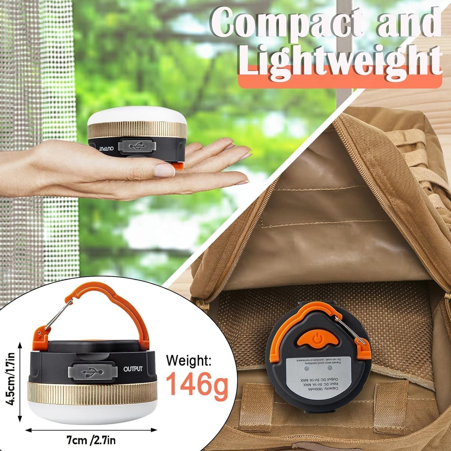 2 Pack Camping Lights Lanterns, USB Rechargeable LED Tent Light with Magnetic Base, 4 Modes with Hook, Portable Waterproof Outdoor Camping Lantern for Hiking, Fishing, Emergency