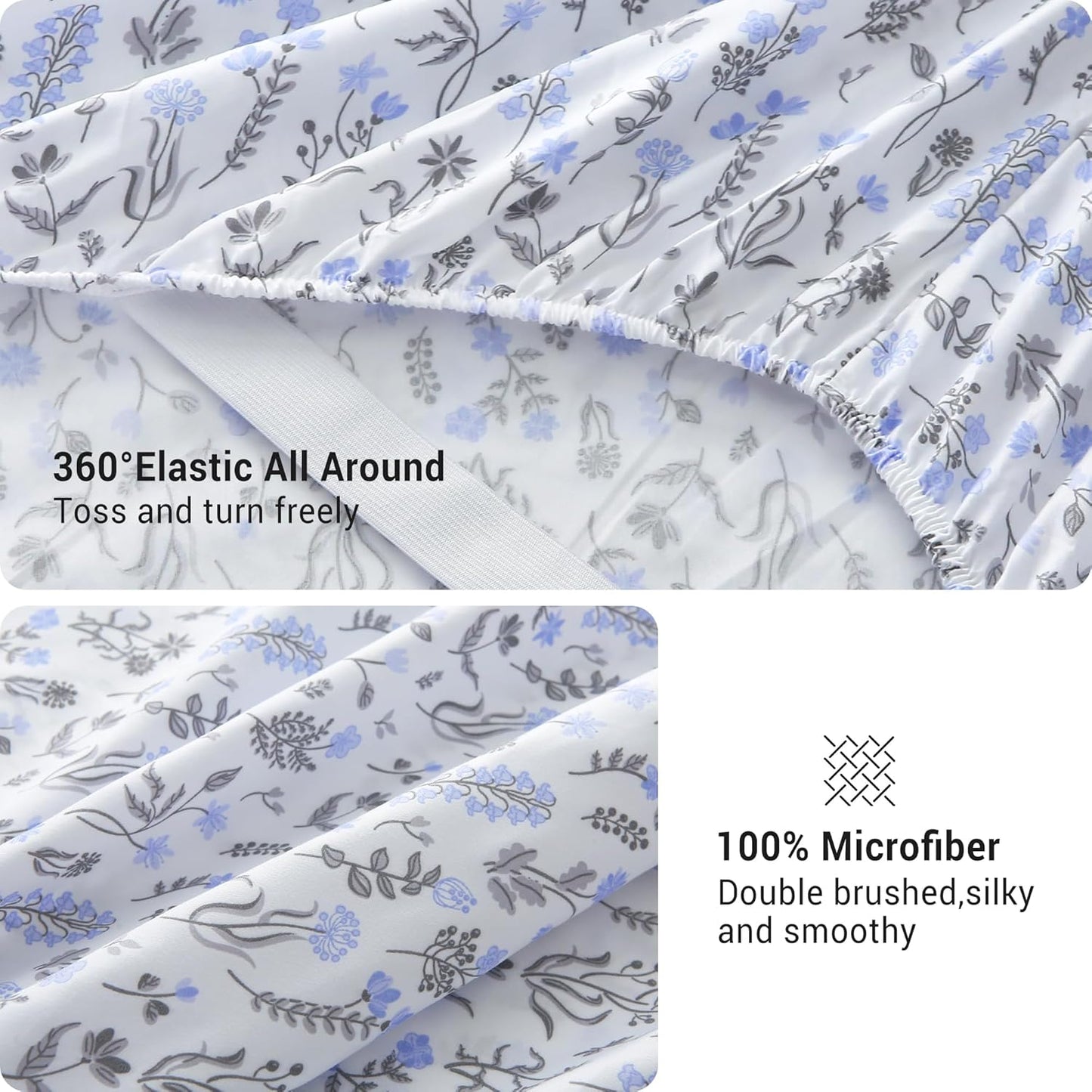 Viviland Floral Queen Sheet Set - 4 Piece Vintage Pink & Yellow Flower Patterned Bed Sheets - Soft, Breathable Microfiber Sheets with Deep Pocket, Non-Slip Fitted Sheets & Pillowcases