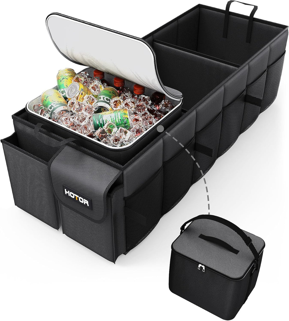 HOTOR Car Trunk Organizer for SUV - Car Organizer with Removable Cooler Bag