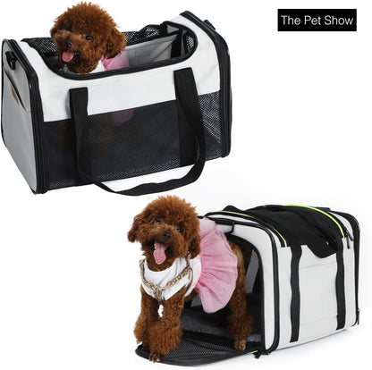 Akinerri Airline Approved Pet Carriers,Soft Sided Collapsible Pet Travel Carrier for Medium Puppy and Cats (Medium, Blue)