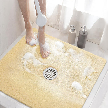 HITSLAM Shower Mat Non Slip, 24 x 16 Inch Bathtub Mat Non Slip with Drain, Soft PVC Loofah Bath Mat for Tub, Quick Drying Bathroom Shower Mat, Grey